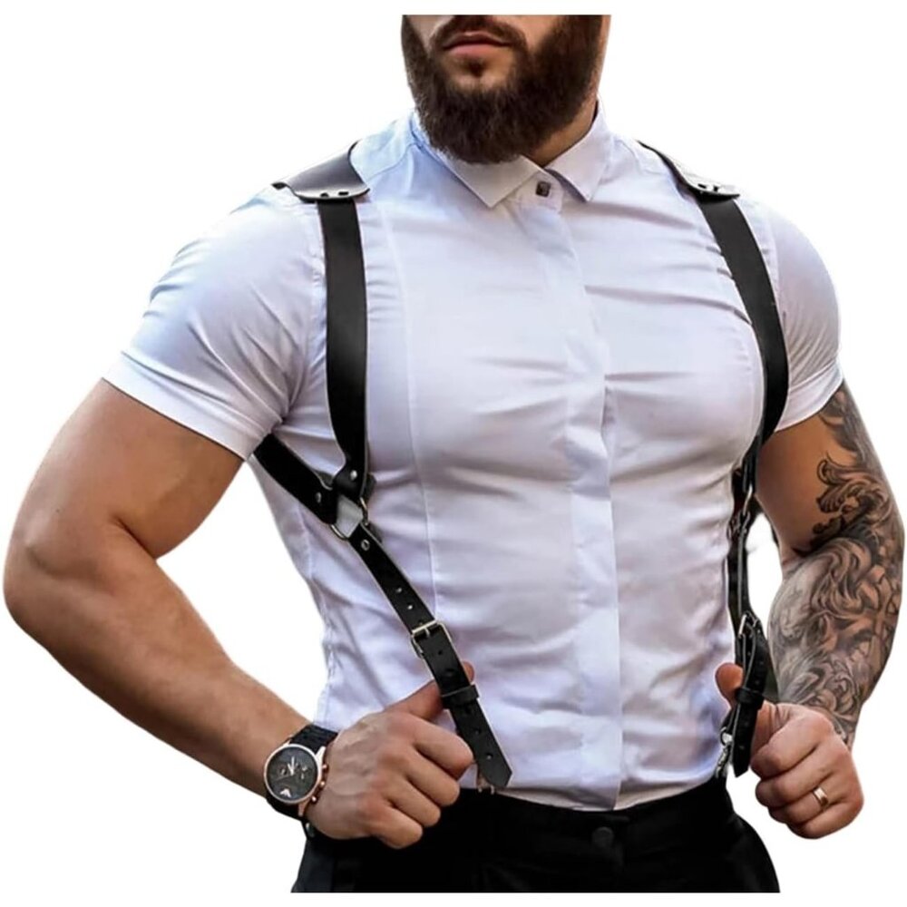 Harness Belt Costume For Men, Men's Pu Leather Body Chest Sexy Body Harness Belt